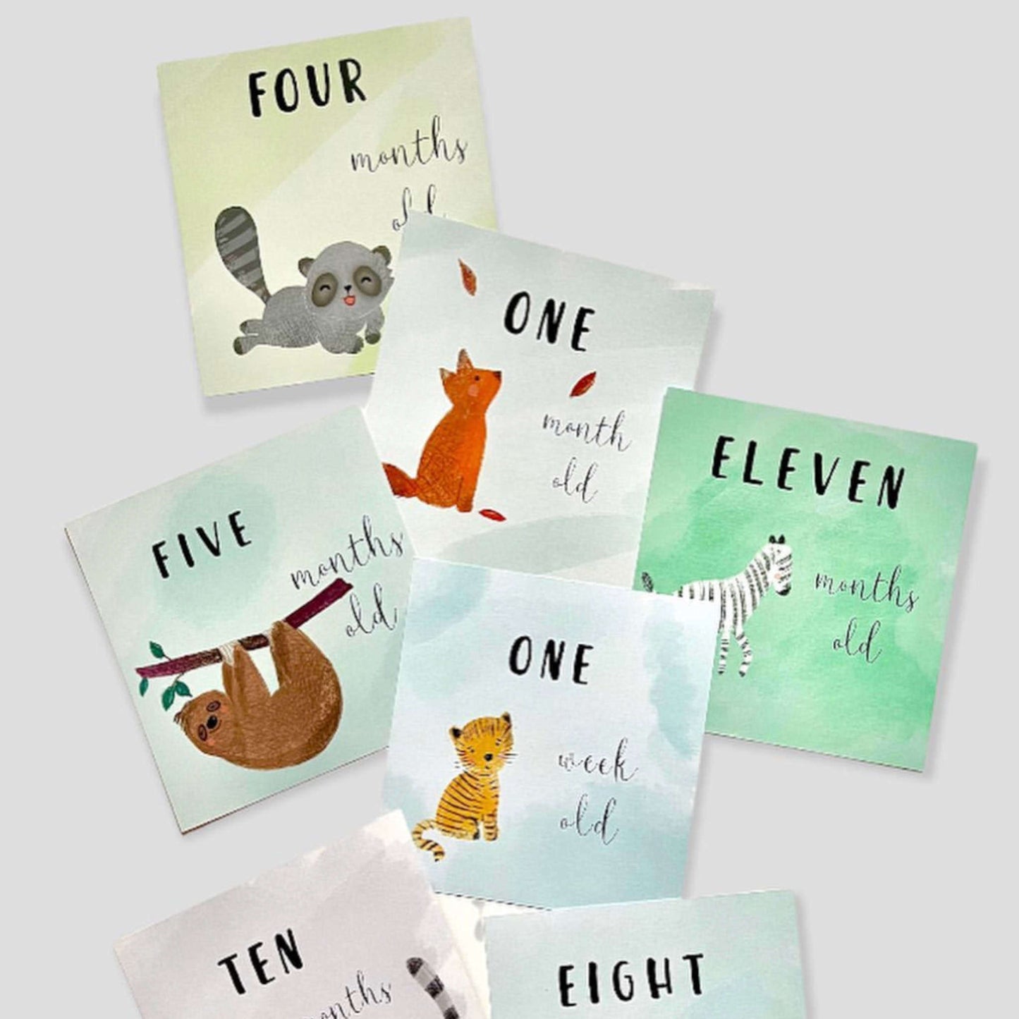 Cute animals milestone cards