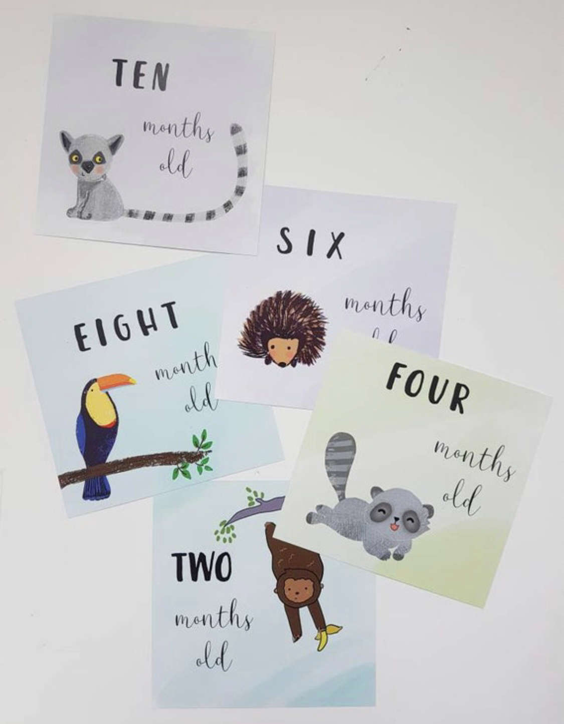 Baby animals milestone cards