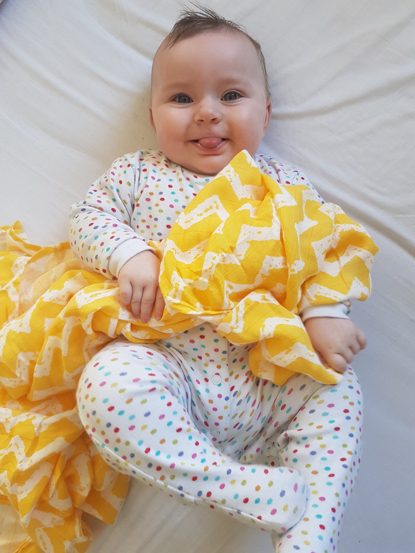 Yellow Chevron Bamboo swaddle