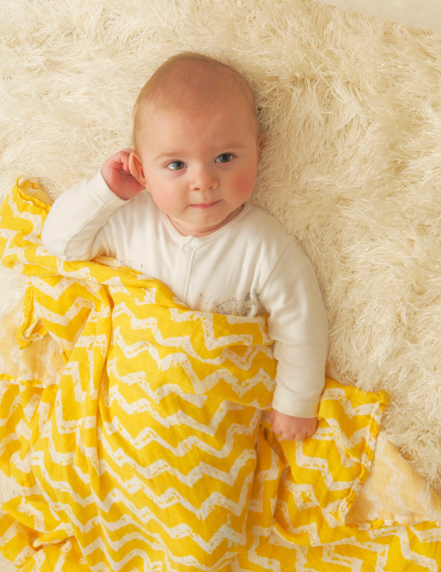 Yellow Chevron Bamboo swaddle